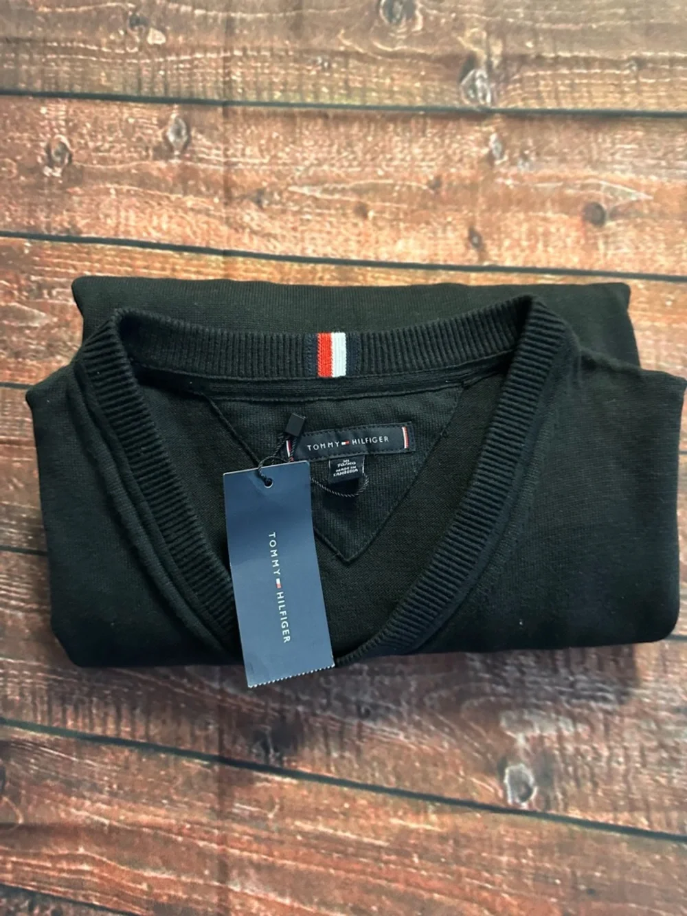 Tommy Hilfiger Men’s Black V-Neck Pullover Sweater